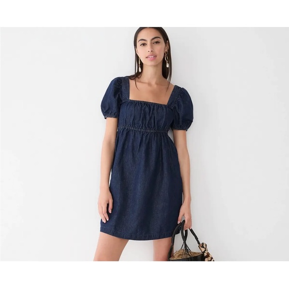 J. Crew | NWT Denim Square Neck Mini Dress 4 - Picture 4 of 11